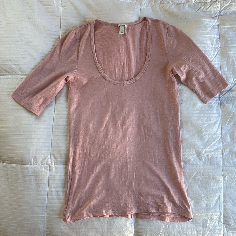 J.Crew Light Pink Cotton Scoop Neck Top, XS